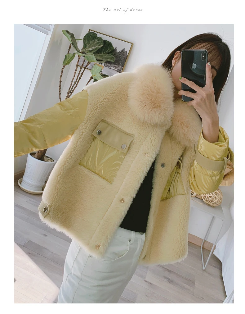 Clearance Real Fur Coat Winter Coat Women Clothes 2019 Korean Fashion Sheep Shearing 100% Wool Jacket Duck Down Jackets 919150 YY1703 13