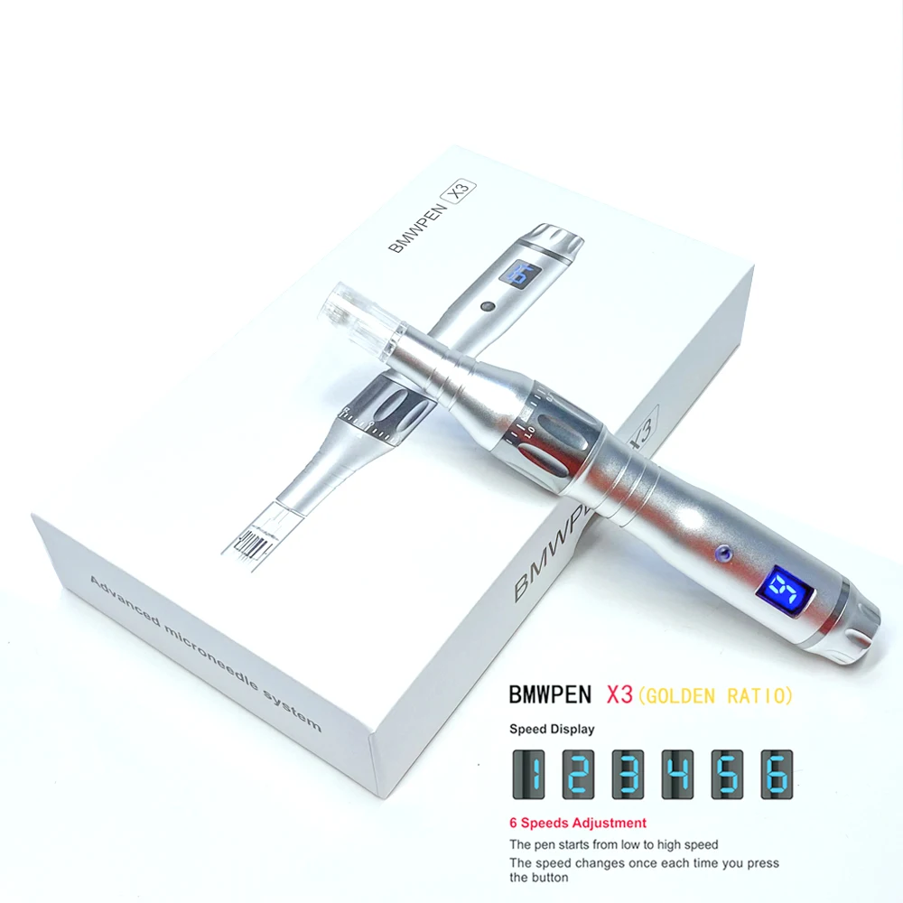 Penna Derma Wireless Professionale Microneedling Microblading Micro Ago Cartuccia Dermapen