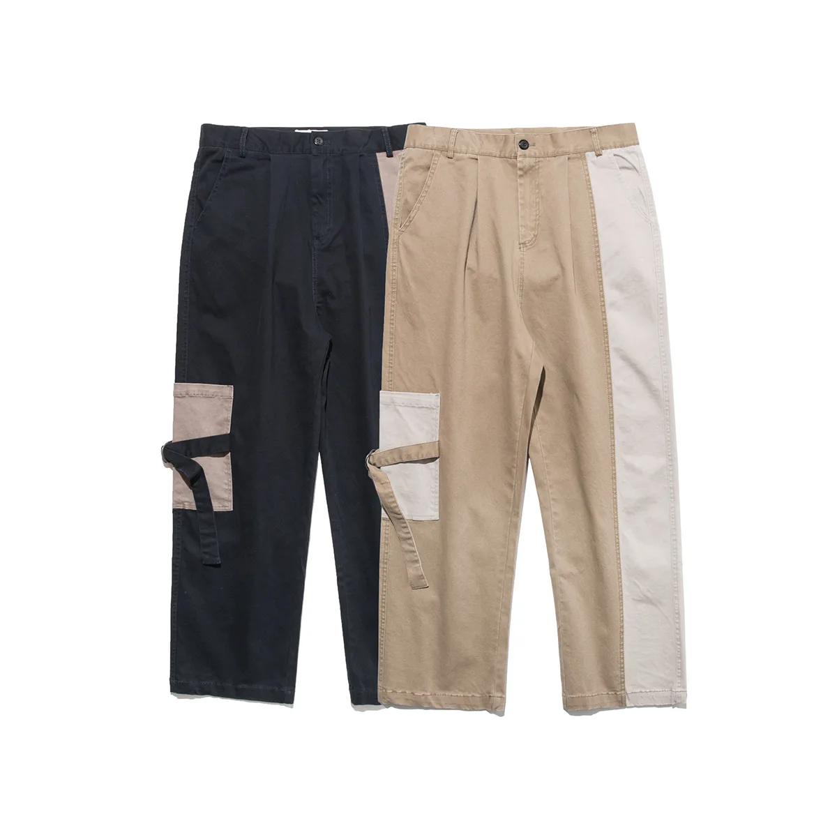 

2019 New Style Japanese-style Popular Brand Autumn Casual Pants Men's Contrast Color Joint Loose Straight Pants Men's Trend MEN'