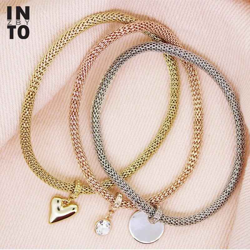 Женский браслет с круглыми сердечками Into Набор браслетов золотистого розового