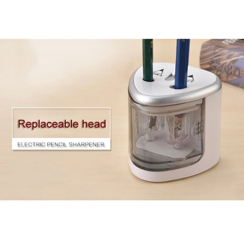 Pencil Sharpener Electric Pencil Sharpener Portable Double Hole for Student Classroom Home Office SMR88