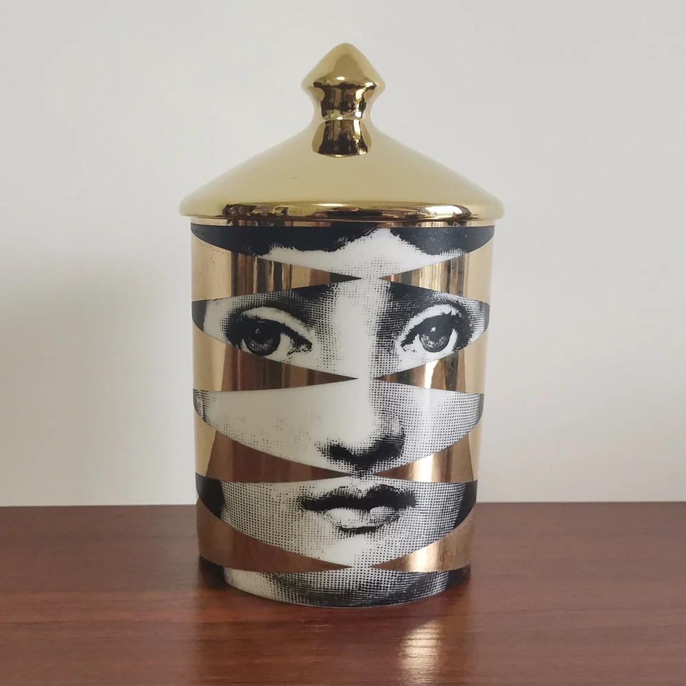 Ретро Золотая версия Fornasetti подсвечник Керамическая свеча подсвечник Lina лицо украшение баночки для хранения домашнего рабочего стола украшение
