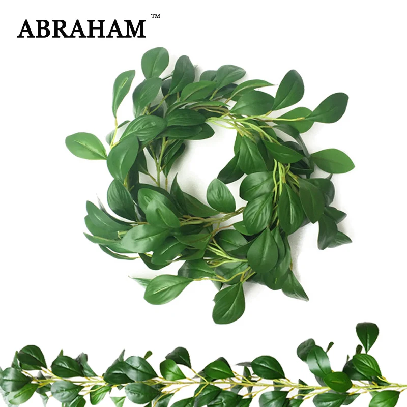 

200cm Large Artificial Milan Tree Leaves Vine Fake Plant Hanging Decor Rattan Real Touch Green Leafs Wall Vine for Home Garland