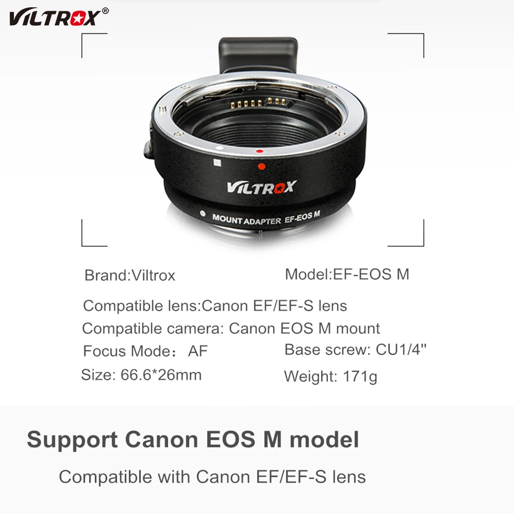 Adaptador para Lente de Foco Eletrônico para Lentes ef para Câmera Viltrox-anel Automático Canon m3 m5 m6 M10 M50 M100 Eos m2 - Image 5