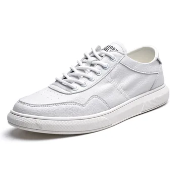 

Autumn New Shoes Men Sneaker White Genuine Leather Causal Shoes Male 2019 New Soft Male Flat Casual Sneakers Comfortabble