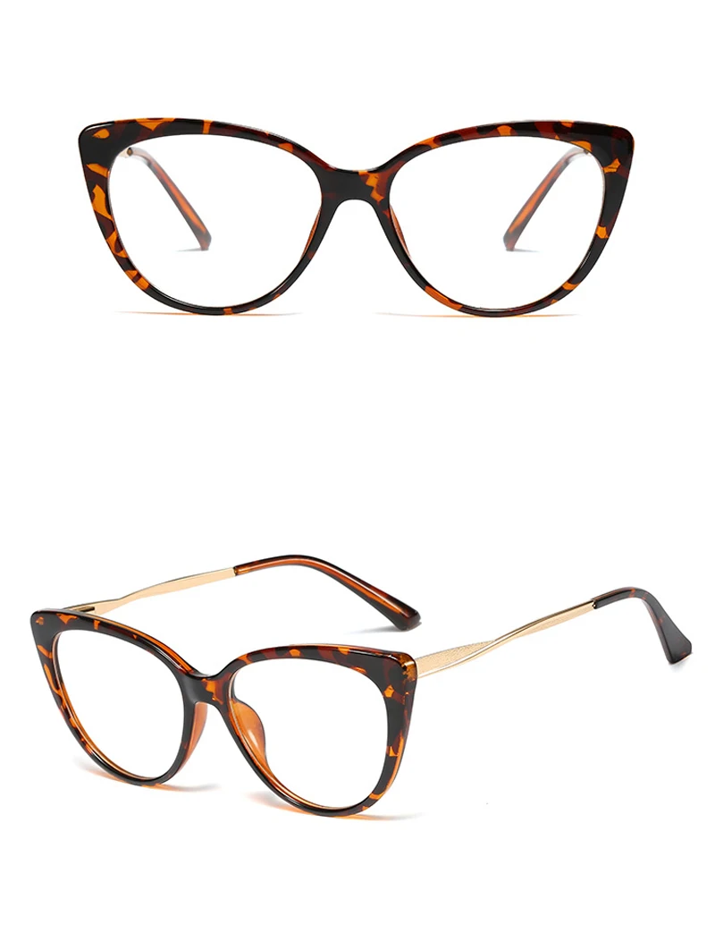 Cat Eyeglasses Women's Frame Half Metal Clear Lens Ladies Glasses Transparent Black Retro Optical Reading Prescription GlasseNX