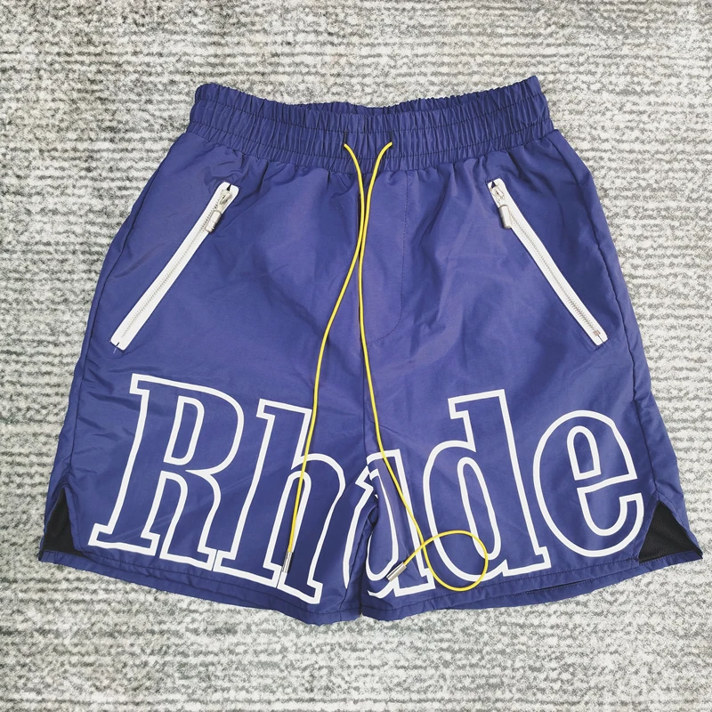 2021 Rhude RH شعار السراويل حبوب منع الحمل سستة السراويل الرياضية غير رسمية Rhude كرة السلة السراويل