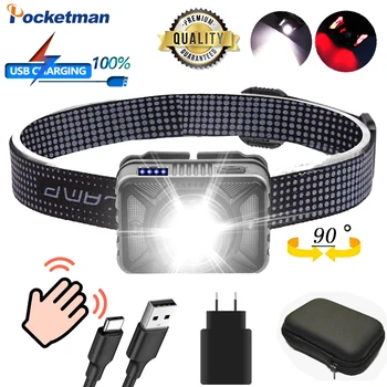

Waterproof Induction Head Lamp XHP50.2 Powerful Headlight LED Body Motion Sensor Headlamp USB Rechargeable Head Torch
