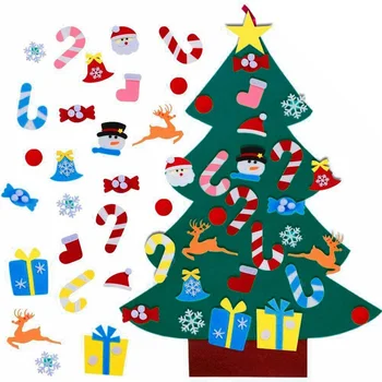 

Felt Christmas Tree Set Wall Hanging Christmas Tree with 26Pcs Detachable Ornaments for Kids Gifts Party Home Decoration E2S