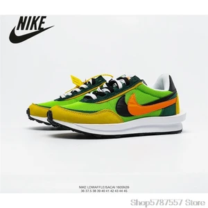 NIKE Sacai x Nike Ldwaffle 2.0 Men's Double Hook Double Label Double Lace Thick Bottom Running Shoes Size40-45
