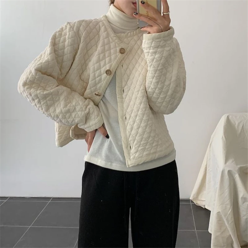 Модное корейское темпераментное плотное пальто в клетку женская элегантная