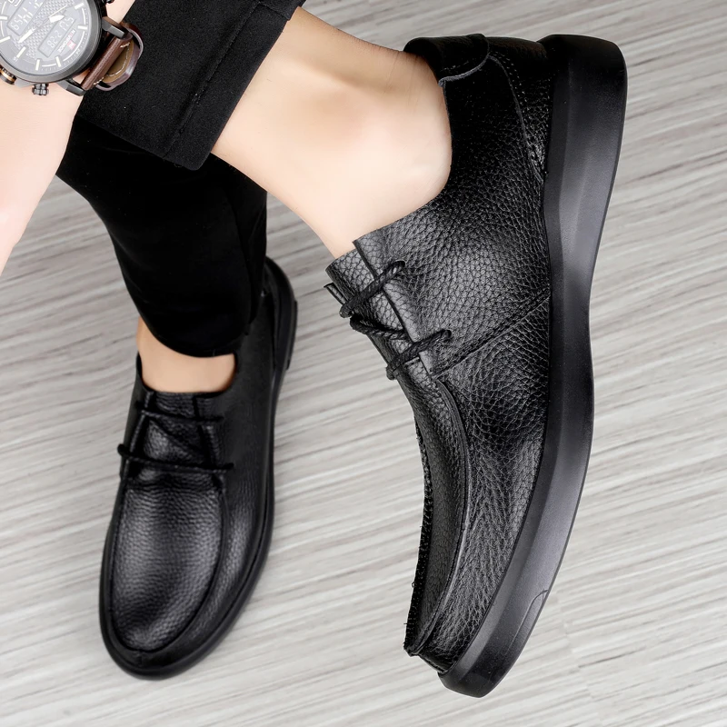Men Oxfords Genuine Leather Dress Shoes Brogue Lace Up Mens Casual Shoes Luxury Brand Moccasins Loafers Men Plus Size 37-47