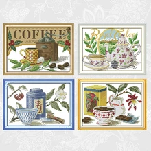 Toile imprimée de thé, conception artistique, points de croix, bricolage, projets de points de croix faits à la main, ensembles de fils de broderie