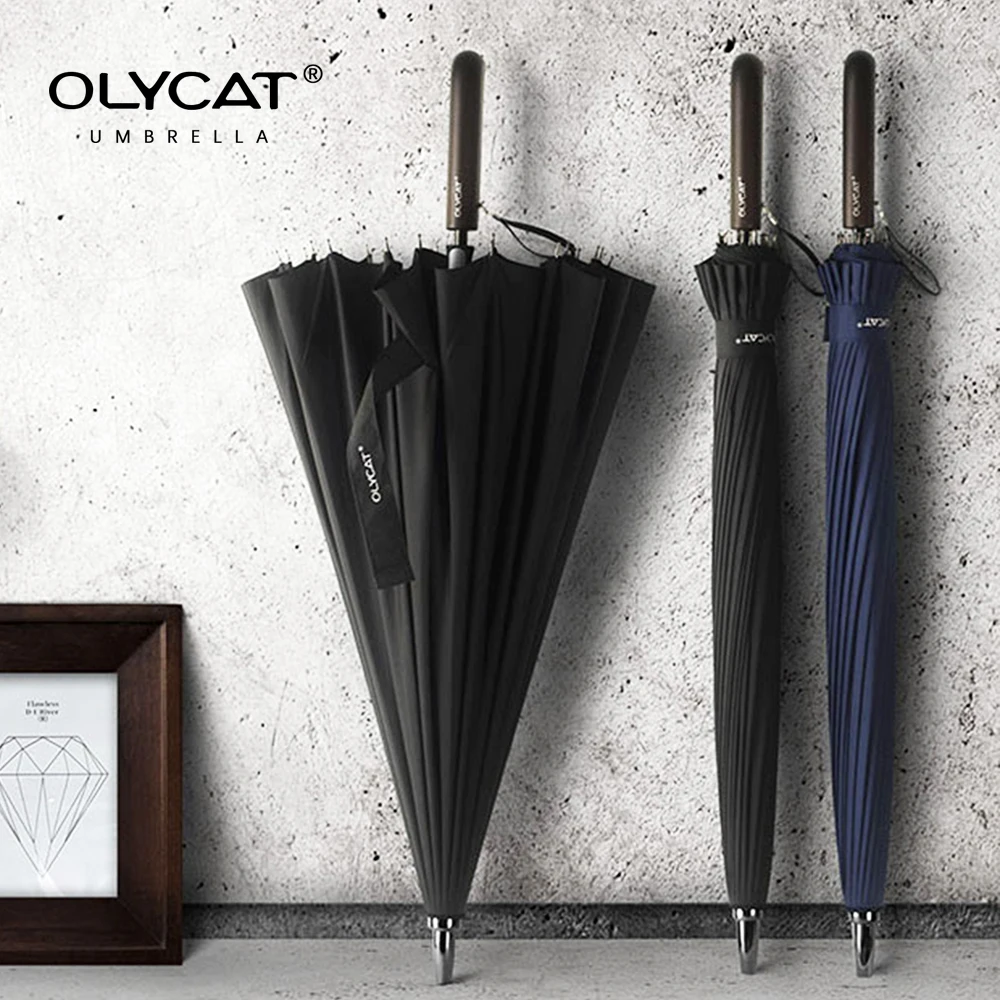 OLYCAT 24 K прямой длинный зонтик Ветрозащитный сильный деревянная ручка дождь Для