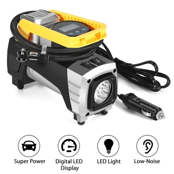 

12V LED Auto Car Air Compressor Pump Electrical Digital Display Tire Tyre Inflator Portable Comes With Different Nozzle Adapters