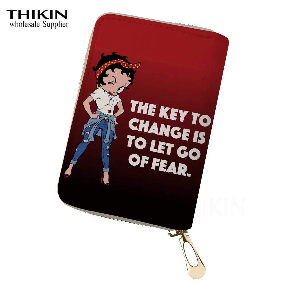 THIKIN горячая Распродажа Betty Boop держатель для карт для пластиковых карт Женская Обложка для паспорта студенческий ID Чехол женский кожаный держатель для паспорта - Цвет: as picture