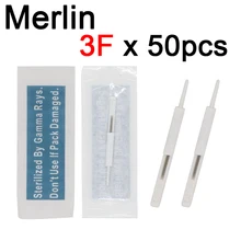 50pcs 3F Merlin Tattoo Machine Needle Microblading Needles Needle Tip for Permanent Makeup Eyebrow and Lips Liner Tattoo Needle