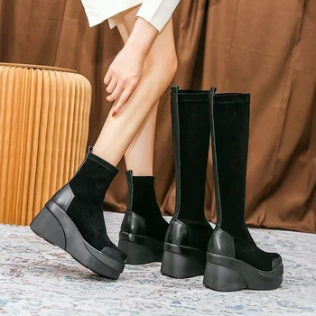 

Rock Shoes Woman Round Toe Boots Ankle Booties Women Clogs Platform Sexy Thigh High Heels High Sexy Luxury Designer