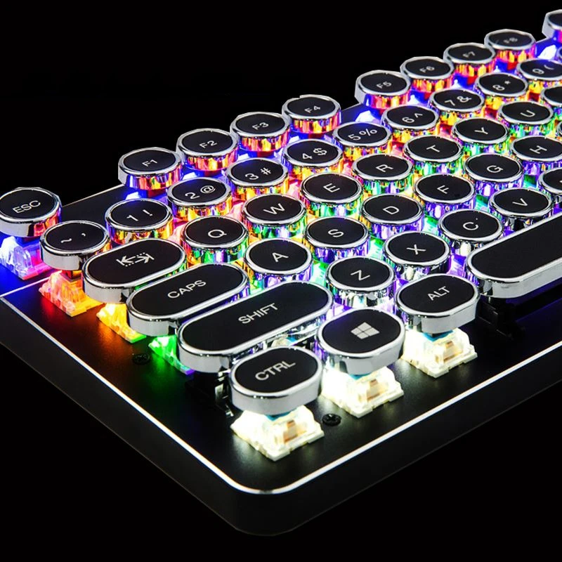 

104 Keys Typewriter Keyboard Steampunk Mechanical Keyboard Multicolor Backlit for Gaming PC Laptop