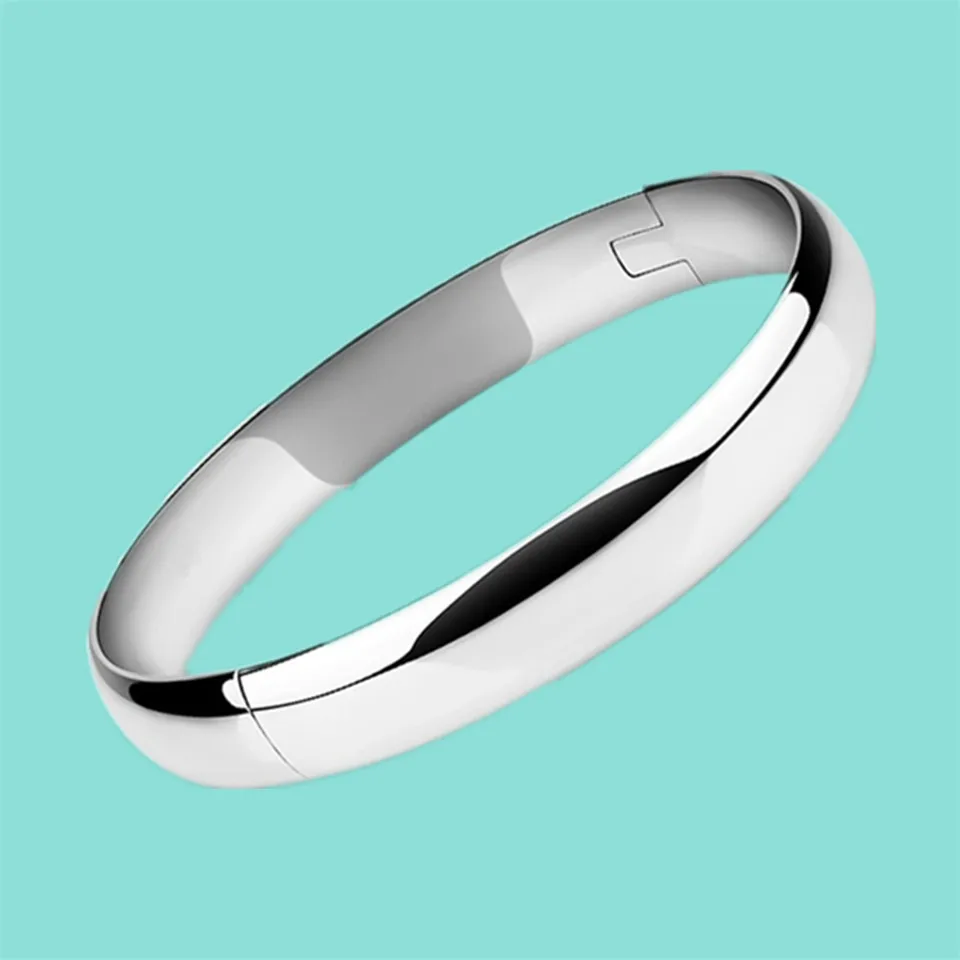 925 Sterling Silver Smooth Solid Bracelet Bangles For Women Men Charm Party Luxury Jewelry