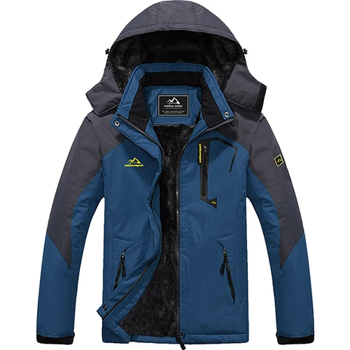 WOLFONROAD походные куртки ветровки мужские ветрозащитные утепленные флисовые лыжные Зимние флисовые куртки на открытом воздухе для кемпинга рыбалки пальто для мужчин - Цвет: Blue
