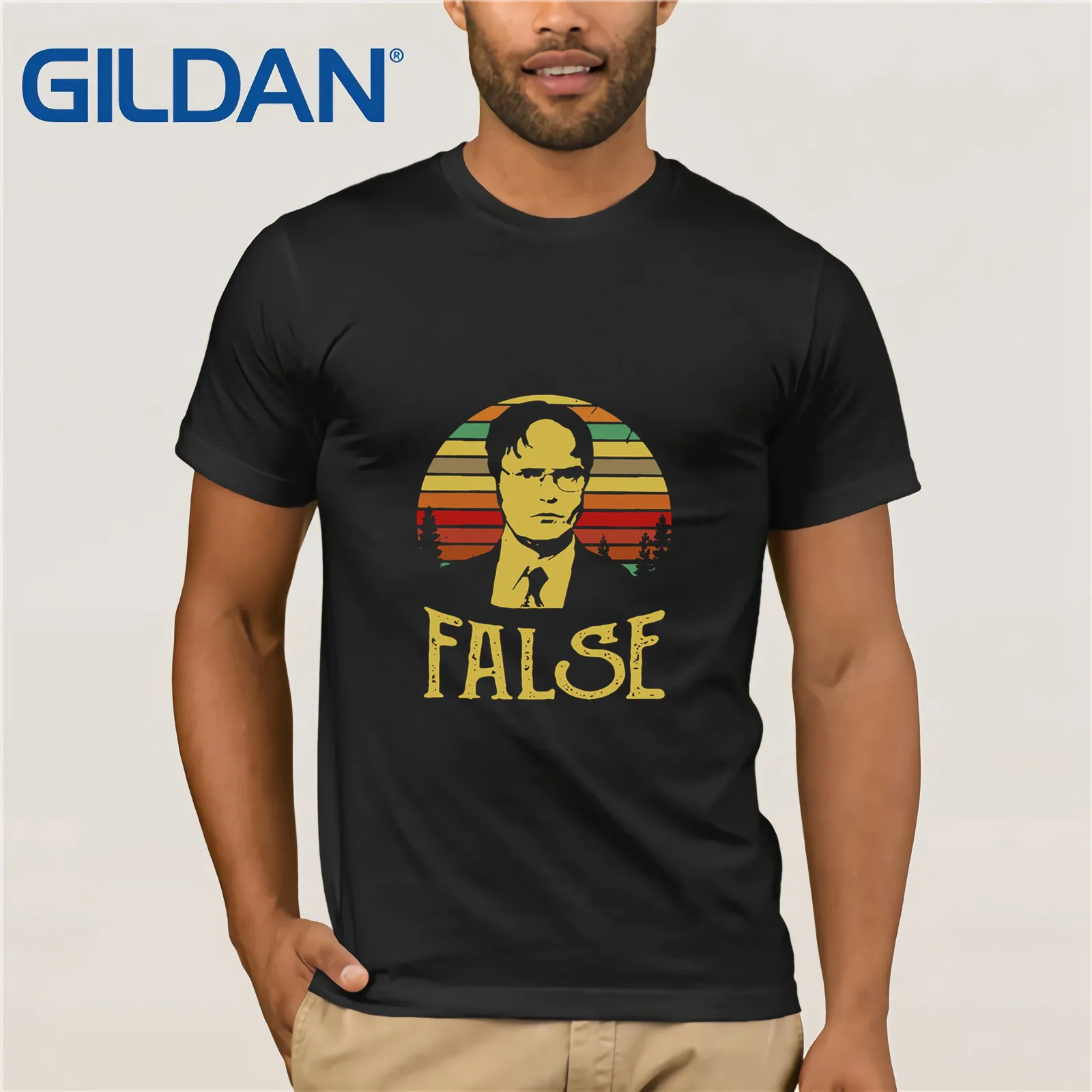 Gildan бренд Sunset Retro Dwight Schrute футболки с иллюзией 2019 Летняя мужская футболка с коротким рукавом