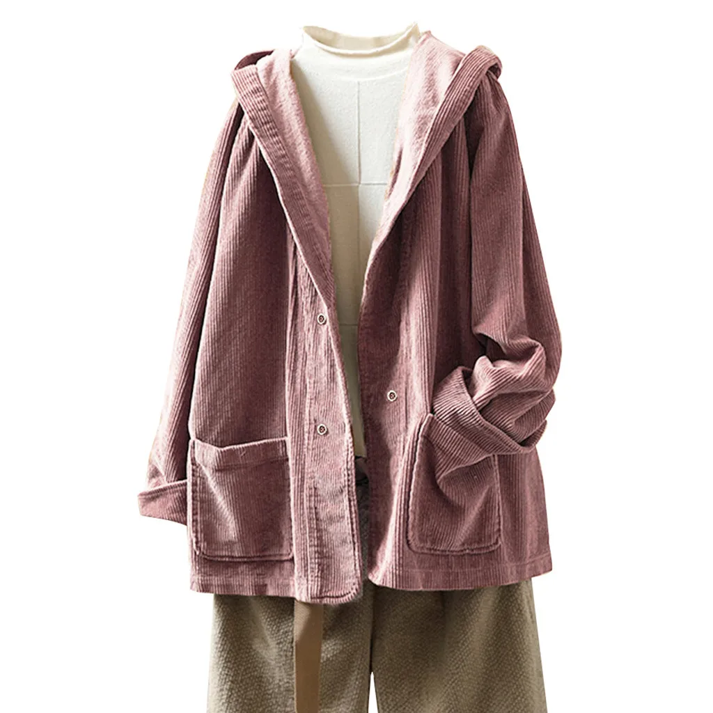 Новинка Harajuku вельветовые куртки женские зимние осенние пальто размера плюс женские большие Топы Милые куртки одноцветная одежда z1 - Color: Pink
