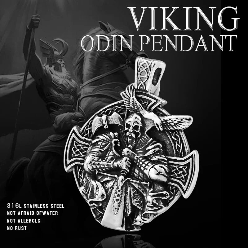 Байер 316L Нержавеющая сталь ожерелье с подвеской в стиле норвежских викингов Odin Бог голова мужчины амулет оригинальные животные модные украшения LP457