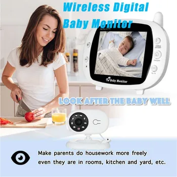 

30# 3.5'' Digital Wireless Baby Monitor Display Video Security Camera TemperatureTalk Night Visions Baby Nanny Camera For Baby
