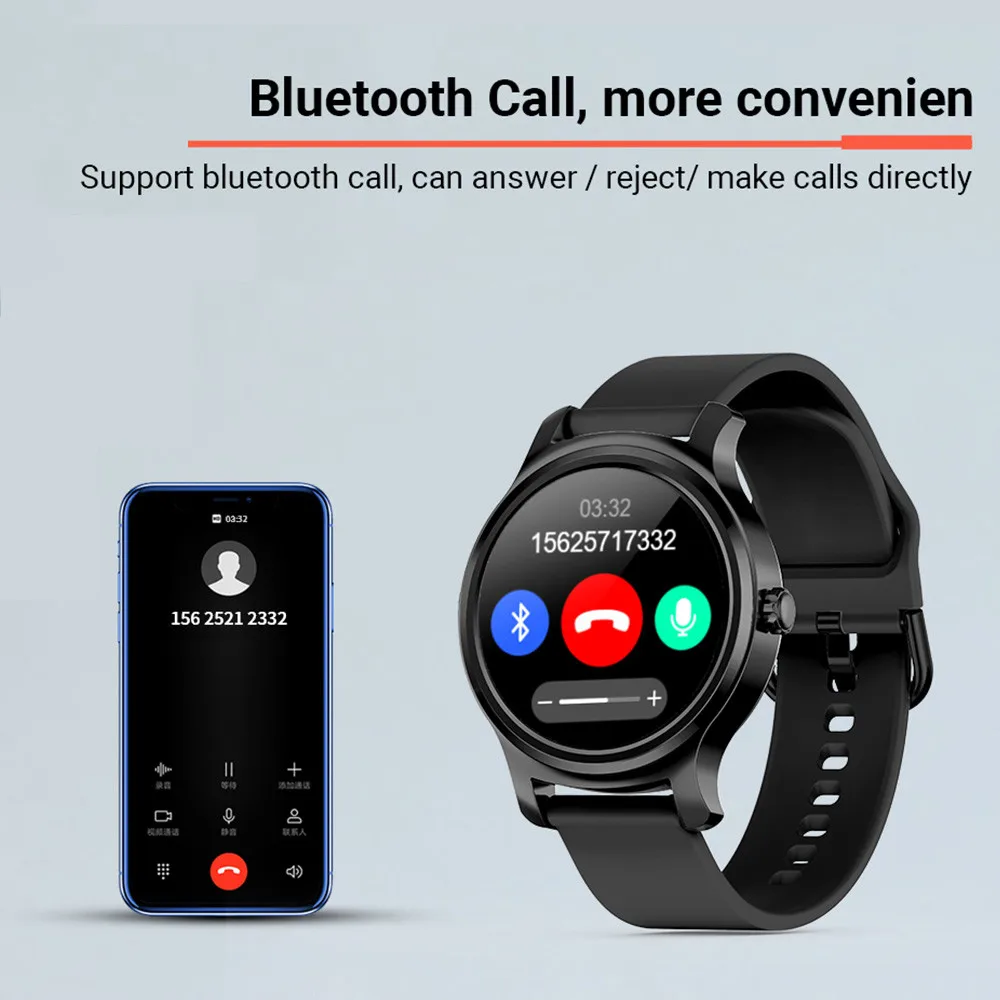 RUNDOING R2 1,3 дюймов Смарт-часы Bluetooth Вызов полный сенсорный экран дистанционное управление пульсометр фитнес-трекер запись для мужчин и женщин