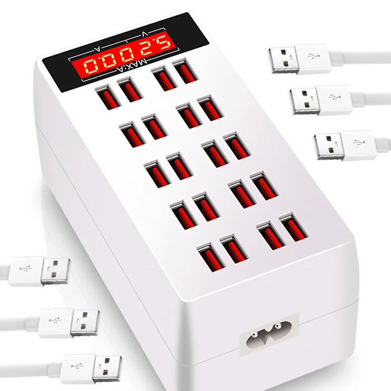 

New Hot 20-Ports 100W USB Hub Phone Charger with LED Display Charging Dock Station Adapter