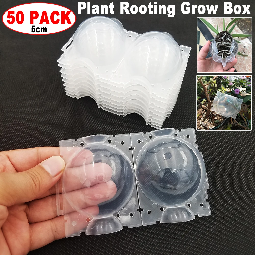 50 Pack Reusable Plant Root Growing Box High Pressure Propagation Grafting Ball 