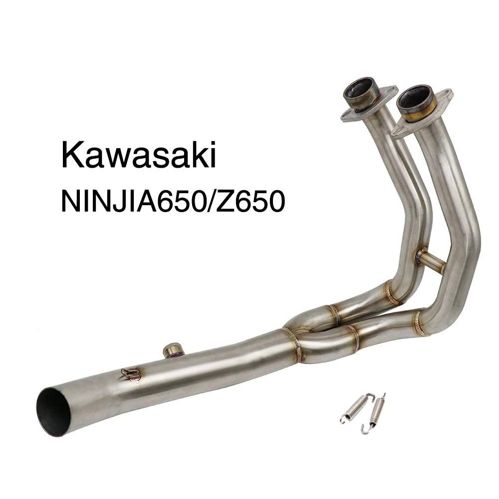 ZS заездов мотоцикла глушитель среднего звенья трубы слипоны для Kawasaki NINJIA650/Z650 Kawasaki выхлопная труба из нержавеющей стали - Цвет: Stainless Steel