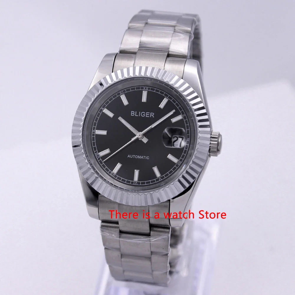  Bliger 40mm Automatic Mechanical Men Watch Luxury Calendar Luminous Waterproof Sapphire Glass Stain