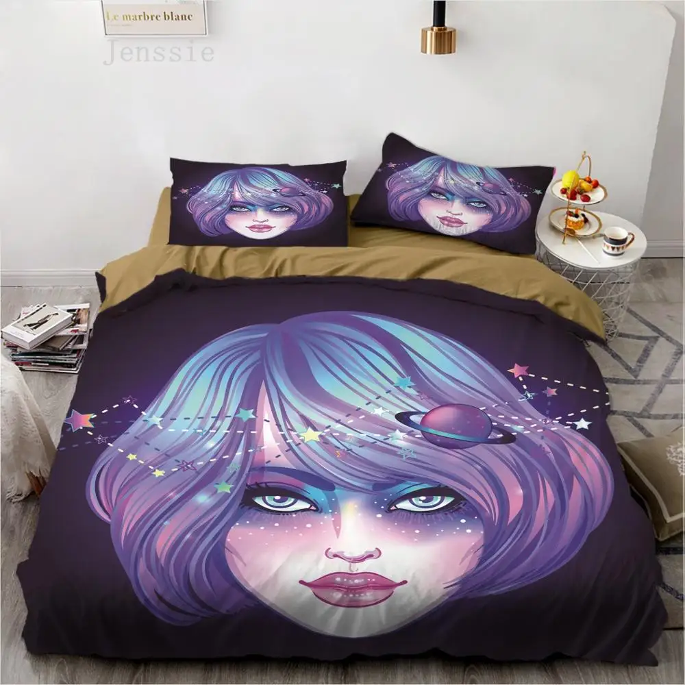 

Cartoon Hand Drawn Beauty Bedding Set Duvet Cover Pillowcases Kids Bed Set Twin Full Queen King Size Dropshipping Bedding