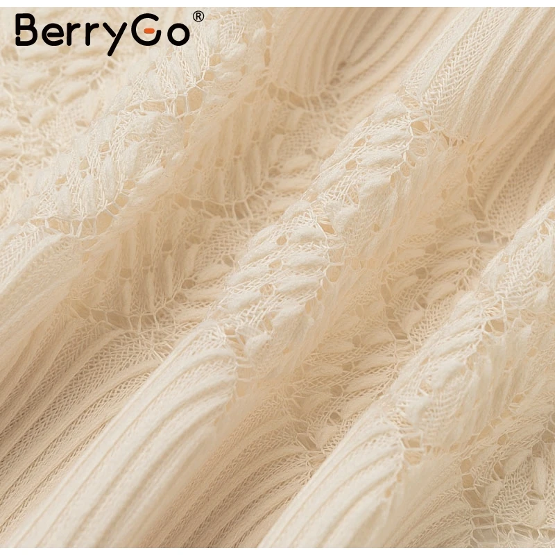BerryGo, элегантная женская блузка с открытыми плечами, кружевная эластичная рубашка, Осень-зима, офисные женские блузки, женские топы с оборками