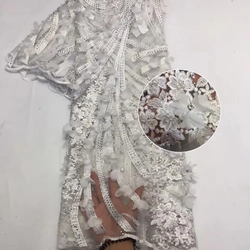 as picture7 Madison нигерийская кружевная ткань с жемчугом и камнями 3D аппликации Tull кружевная ткань высокого качества для шитья красивое женское платье - Цвет: as picture7
