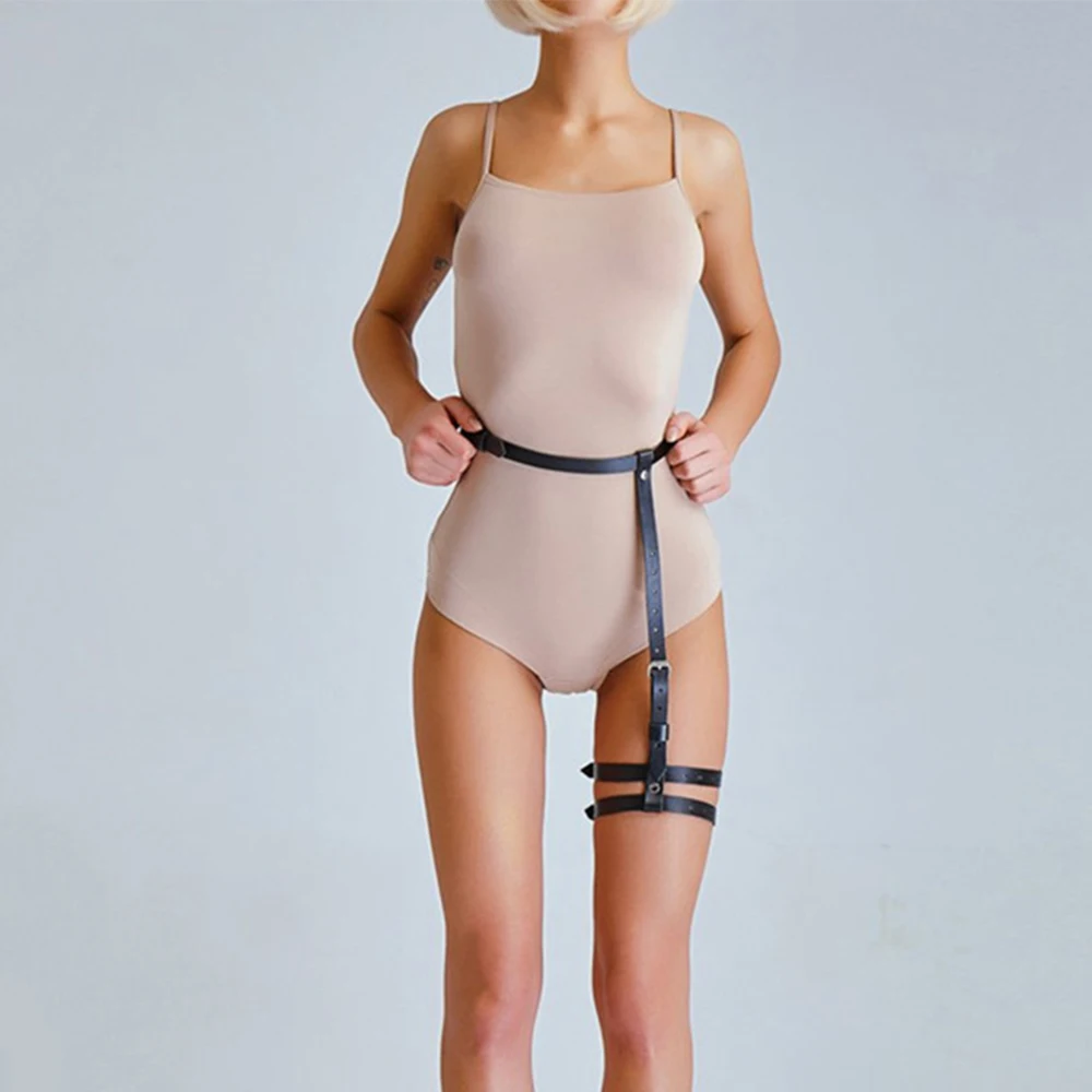 Кожаные Подвязки для ног, ремень для тела, ремни для новобрачных, подвязки для женского нижнего белья, сексуальные костюмы для тела, эротические подвязки - Цвет: LP-027