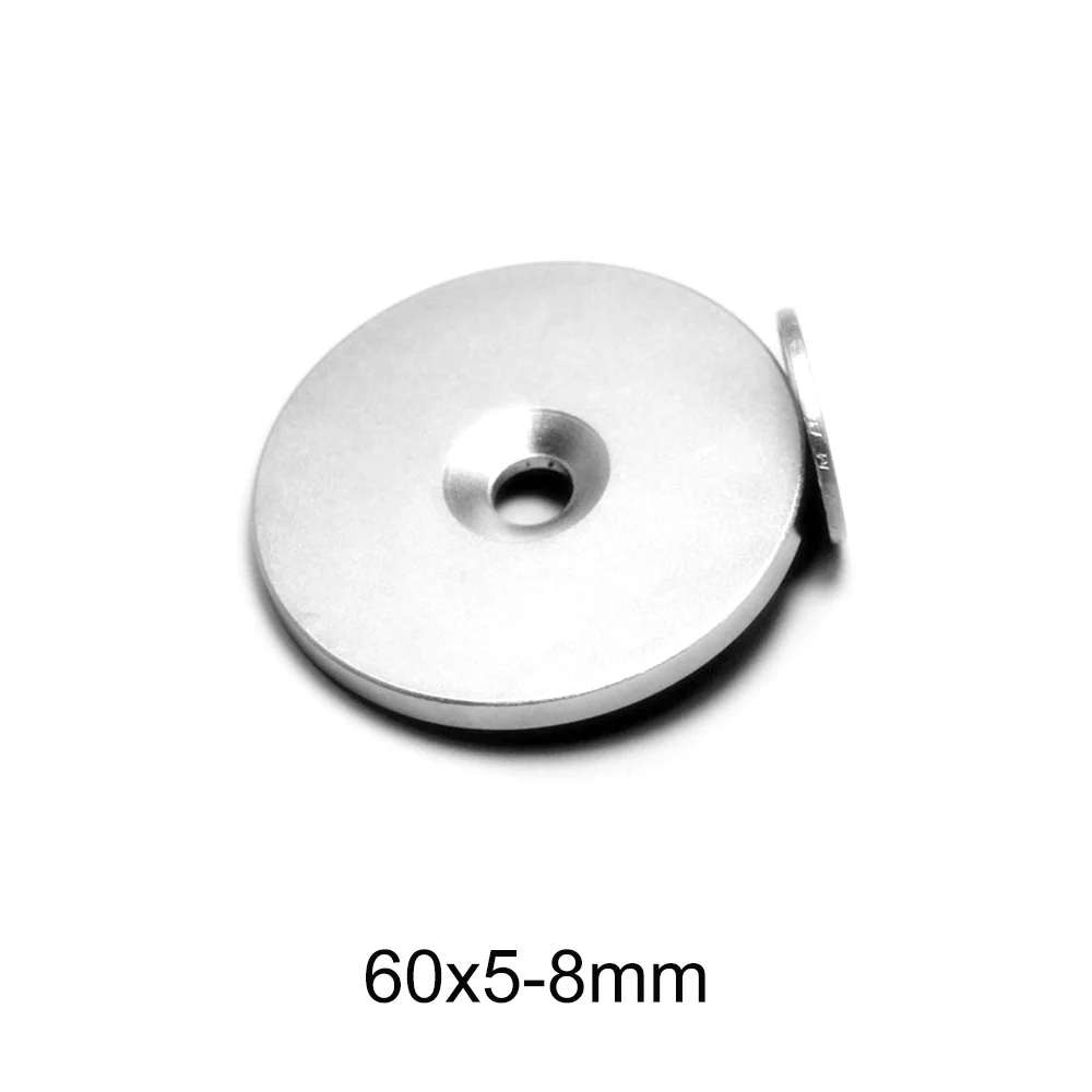 

1/2/3PCS 60x5-8 mm Big Search Magnet Strong 60mm X 5mm Round Neodymium Magnet 60*5-8 mm N35 Permanent Magnet Disc 60*5 Hole 8mm