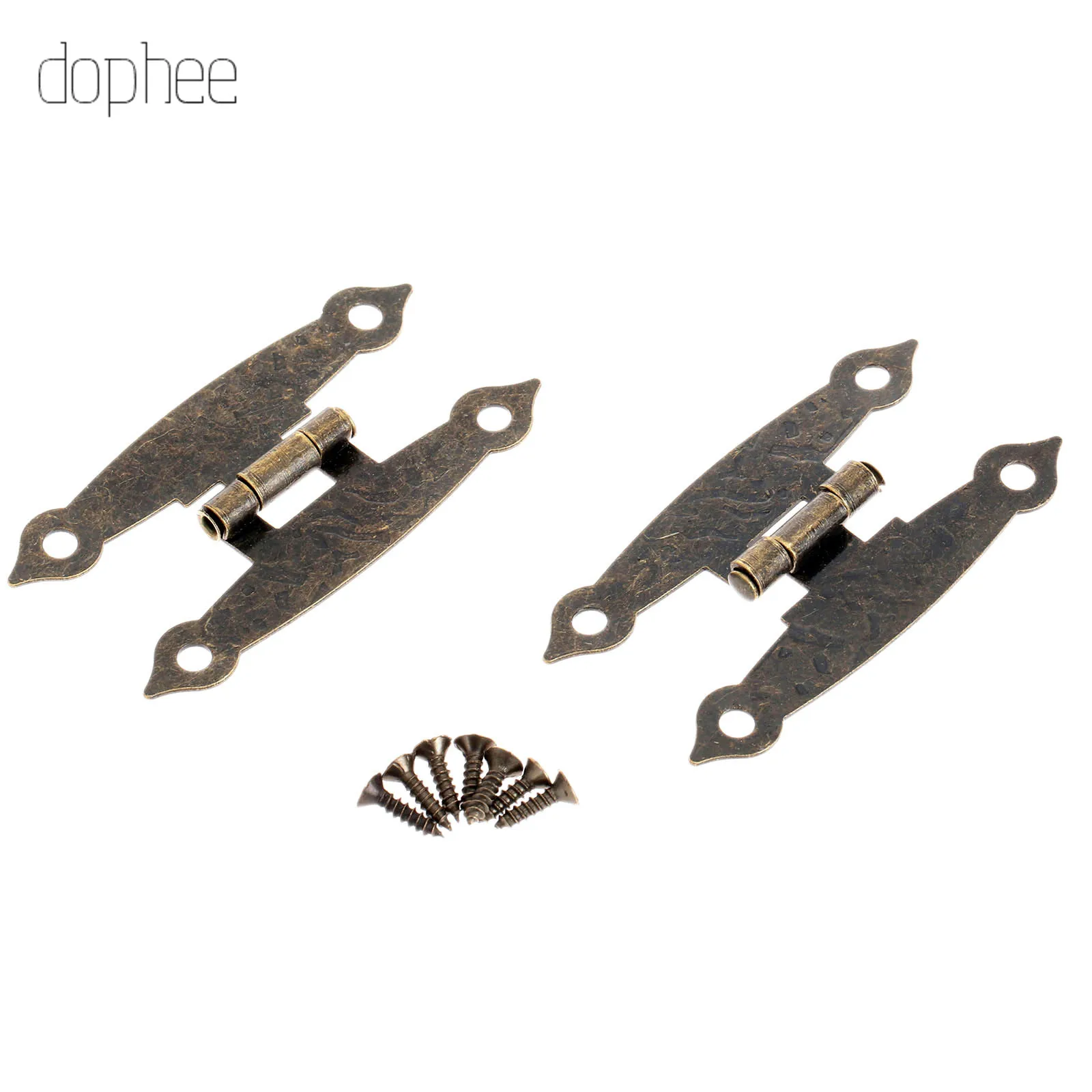 Dophee 8 шт. деревянная коробка с петлей Античная H-тип шарнира 4-отверстие плоские со стеклянными дверцами ссылка Планшеты для ювелирных изделий Коробки мебельная фурнитура