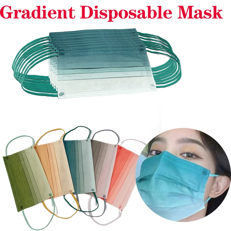 Adult Gradient Disposable Mask 3 layers mascara descartavel faciales Mouth Masks Safety Protective Maske mondmasker | Безопасность и