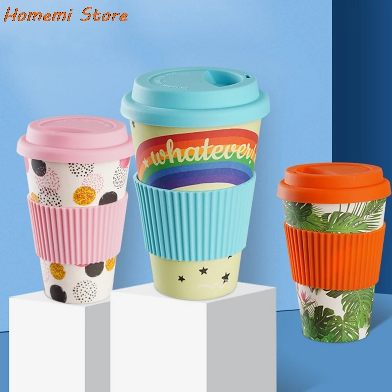 500ML Water Cup Eco Friendly Bamboo Reusable Travel Cup Outdoor Portable Mug Tea Coffee Cup Water Juice Mug With Lid For Gift