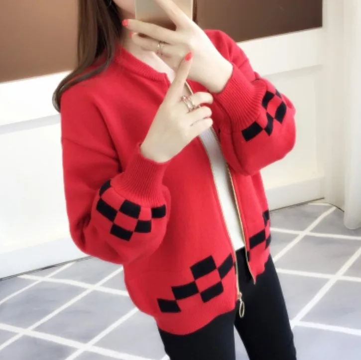 DANJEANER Kintted Cardigan Women O Neck Lantern Sleeve Sweater Coat with Zipper Spring Autumn Warm Jacket Tops Jersey Mujer DANJEANER Kintted Cardigan Women O Neck Lantern Sleeve Sweater Coat with Zipper Spring Autumn Warm Jacket Tops Jersey Mujer