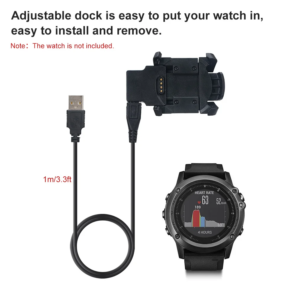 Зарядное устройство для умных часов док-станции для Garmin Fenix 3 Fenix 3 HR Quatix 3 кабель для передачи данных с USB Интерфейс 1-метровый кабель для синхронизации данных