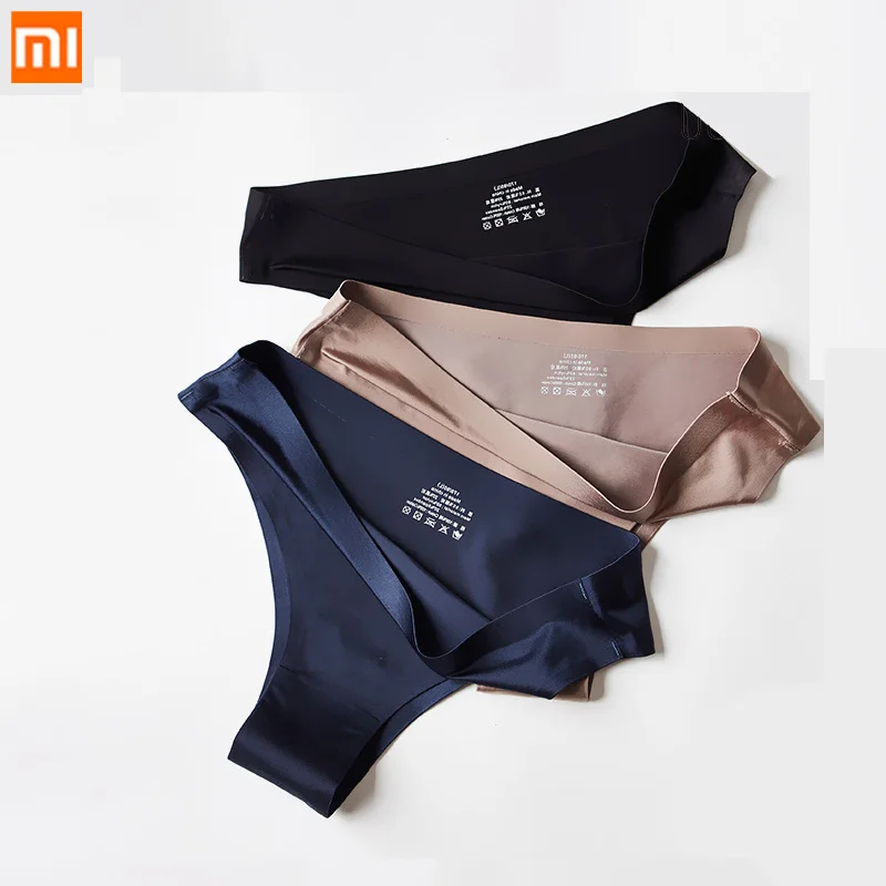 Xiaomi-Bragas para mujer, ropa interior Sexy sin costuras, con parte trasera en T, bragas de seda de hielo para Smart Life, 3 uds.