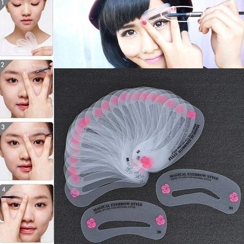 24pcs/set DIY Eyebrow Shaping Stencils Grooming Kit Shaper Template Makeup Tool