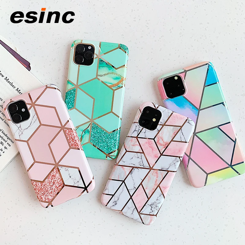 

esinc Marble Phone Case For iphone 11 Pro Max XS XR X 6 S 6S 7 8 Plus Back Cover on Soft Smooth IMD Silicone Coque Art Capa Skin