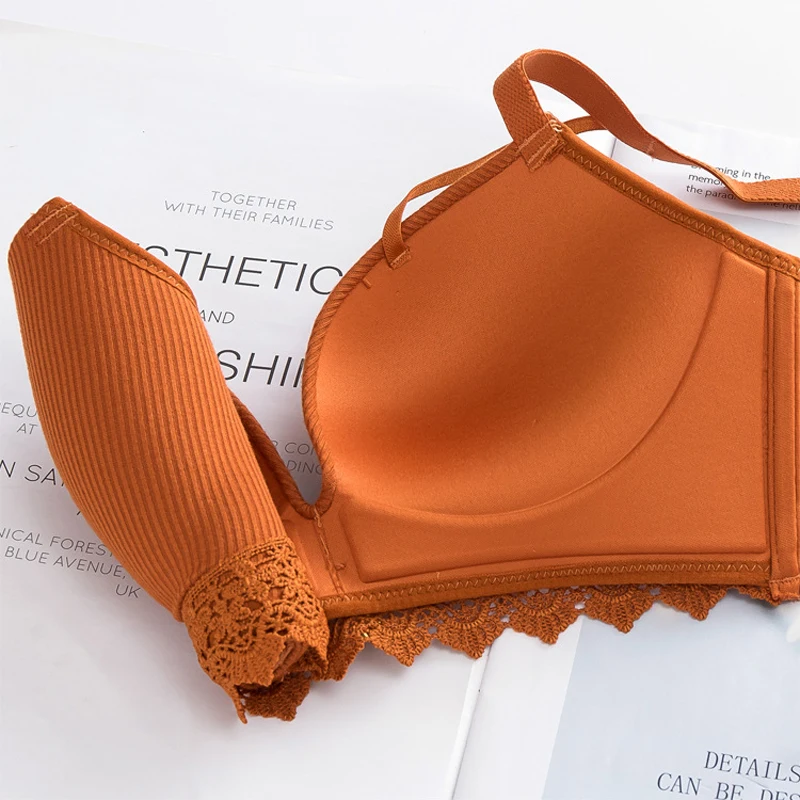 Wasteheart Autumn Green Pink Women Fashion Female Bralette Seamless Bra Cotton Cup A B Lace Bow Padded Maiden Bra Underwear