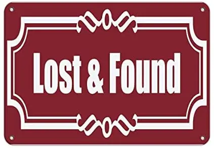 

Wall Art Decorative Signs Lost and Found Lunch Room and Break Room Metal Room Plaque Funny Aluminum Sign