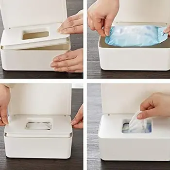 

Sealed and portable oral and nasal mask Simple wet tissue box with lid wet and dry tissue box household dustproof desktop
